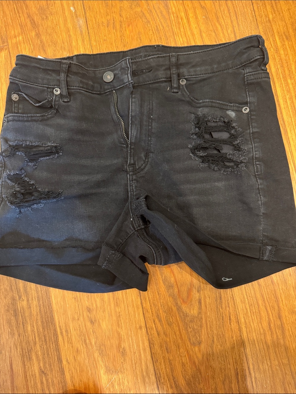 American Eagle Outfitters Black Distressed Denim Cutoff Shorts